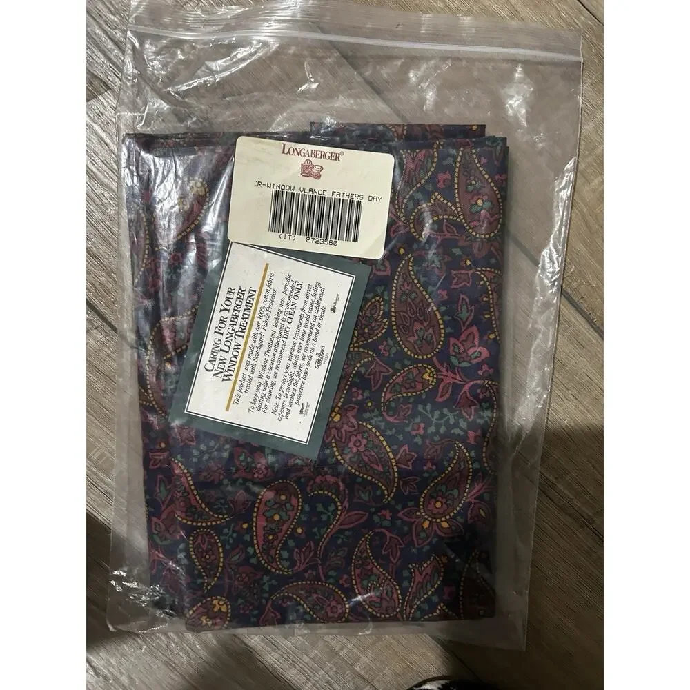 Longaberger Fabric Window Valance - Father's Day Paisley 18”x74” NEW